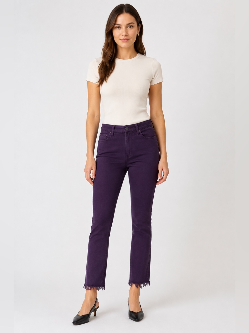 Mother Denim Jeans High Waisted Rascal Ankle Fray Womens Sz 26 Purple Casual